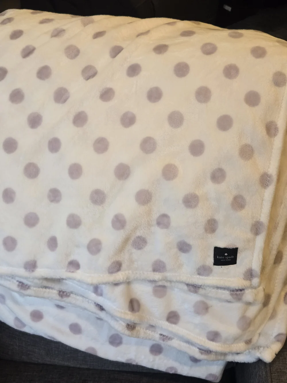 Kate Spade Polka Dot Fleece Blanket Queen Size SOFT!!